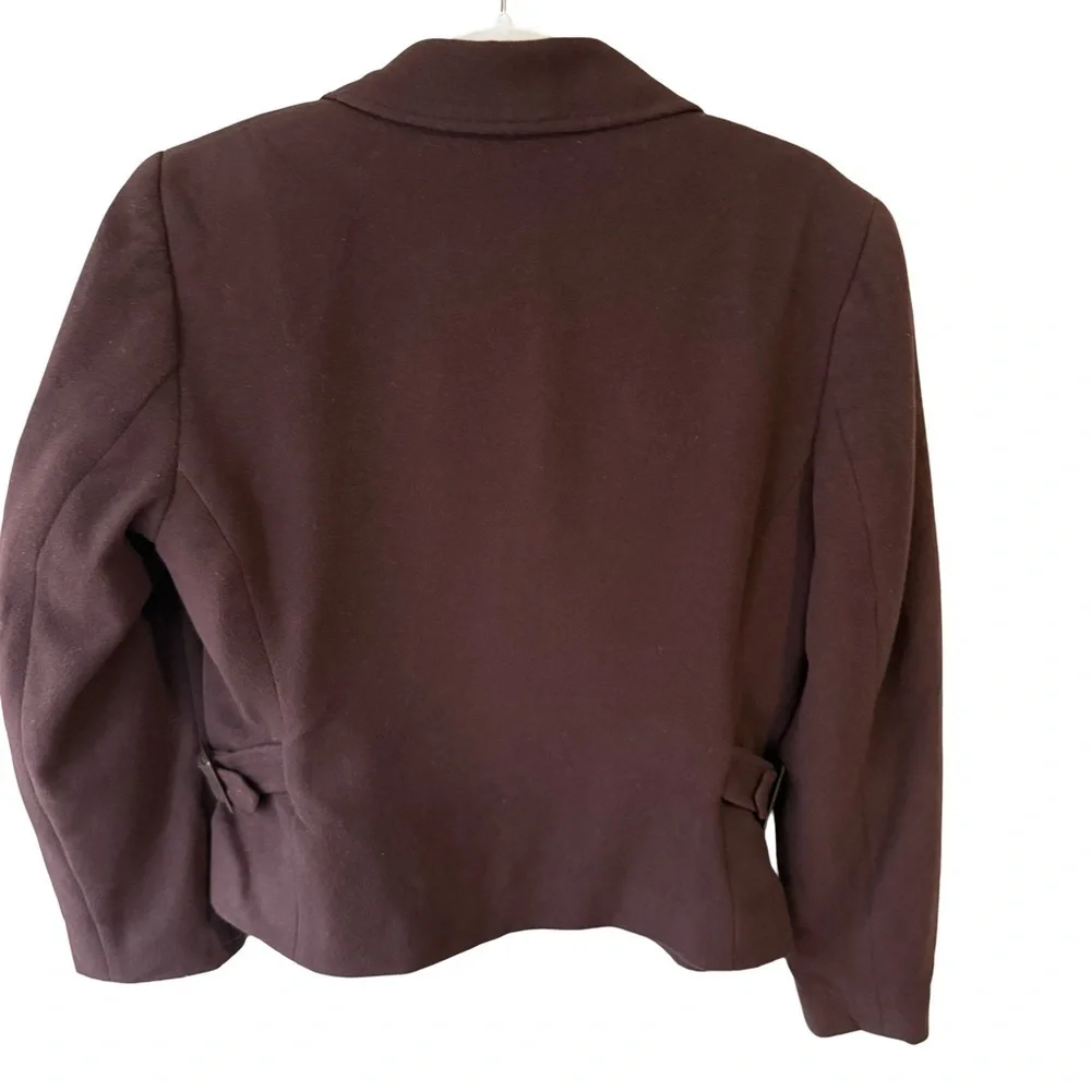 Daniel Hechter Vintage Dark Brown Wool Women's Blazer Size 4P Minimalist Winter - Picture 16 of 16